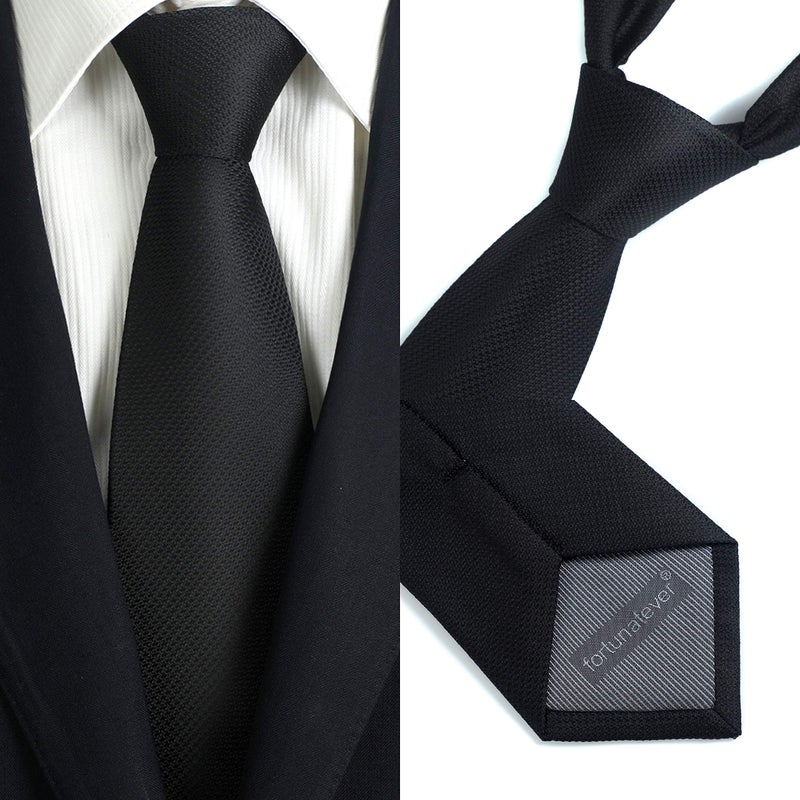 fortunatever Mens Solid Neckties,Black Tie For Men With Gift Box,58"Ã—3.35" - Image 3